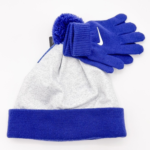 Nike Blue & Gray Winter Hat and Gloves Set - Picture 2 of 5